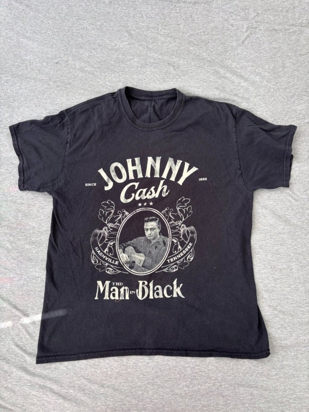 Johnny Cash Graphic T Shirt Mens Large Black Short Sleeve Country Music Tee